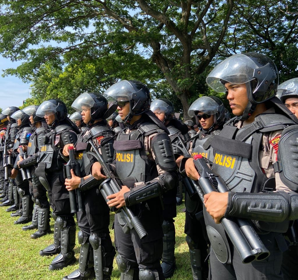 Foto: Gelar apel pasukan pengamanan sidang Hak Angket DPRD Pati. (Portalljateng/Vin) ‎