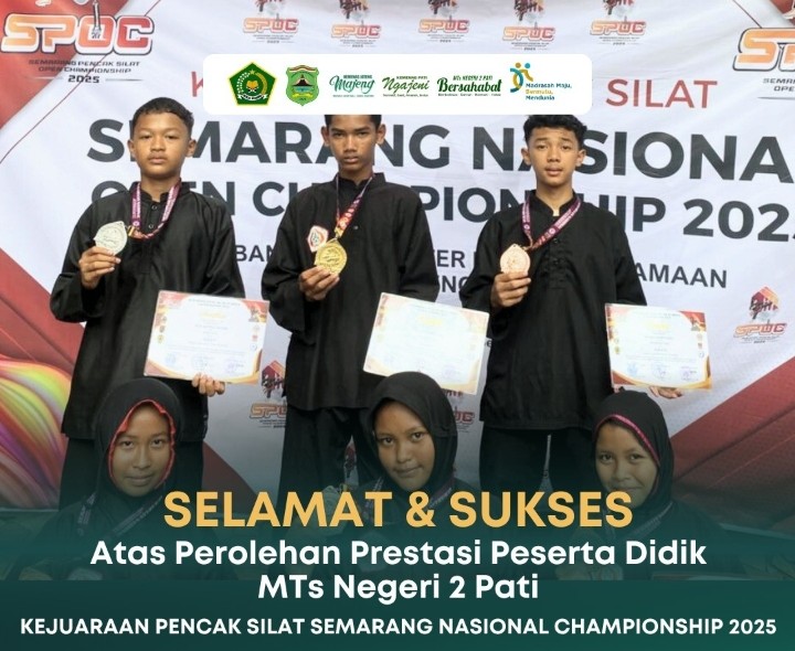 Foto: Enam siswa MTs Negeri 2 Pati raih gelar juara di Kejuaraan Pencak Silat Nasional.(Portalljateng/MTsN 2 Pati)