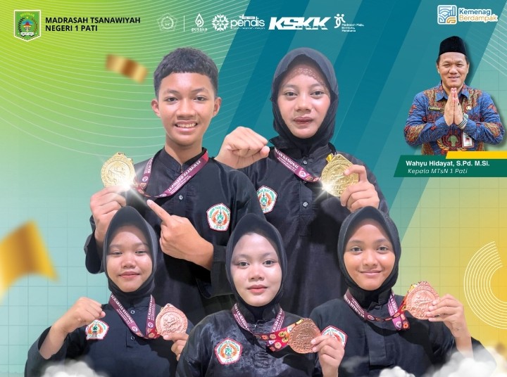 Foto: Lima siswa MTsN 1 Pati sumbang medali di kejuaraan Semarang Pencak Silat Open Championship (SPOC).(Portalljateng/MTsN 1 Pati)