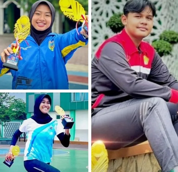 Foto: Atlet MAN 2 Kudus, Nadianta Adzkia Ghaisani, Anggun Fitri Miftah Fauzia dan Iqnas Ikliil Baqi.(Portalljateng/MAN 2 Kudus)