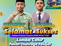 Foto: Siswa MTsN 1 Pati Nevan Aryo Bimo Dwi S (7C) yang sukses meraih gelar Juara Catur SMP/MTs Sederajat, dan Umar Abdul Aziz.(Portalljateng/MTsN 1 Pati)