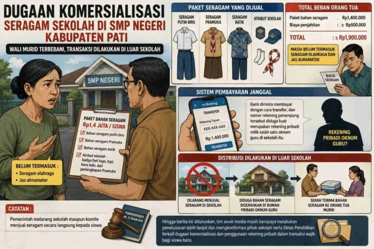 Modus Jual Seragam Salah Satu SMPN Pati, Diduga Transaksi di Rumah Oknum Guru dan Transfer