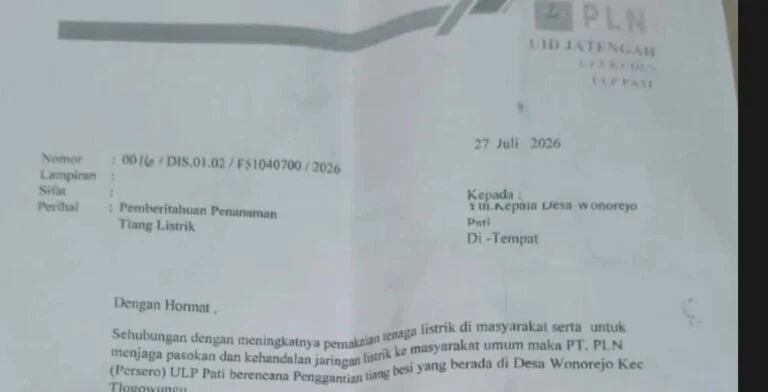 Dokumen PLN Pati Kepada Desa Wonorejo