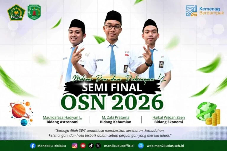 Kerren….!  3 murid MAN 2 Kudus melenggang ke semifinal OSN 2026.